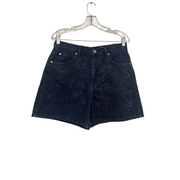 Zara Women Sparkly Bermuda Jean Shorts UK 38 US 6 Blue Denim 0943/246 NWT - Picture 2 of 11